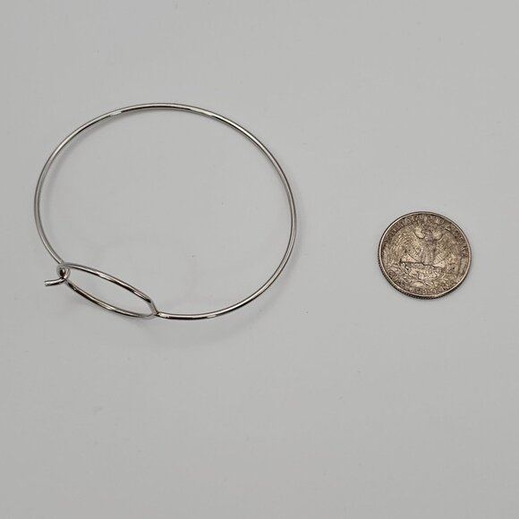 Womens Sterling Silver Oval Loop Adjustable Bangle Bracelet Minimalist Simple - Picture 13 of 13